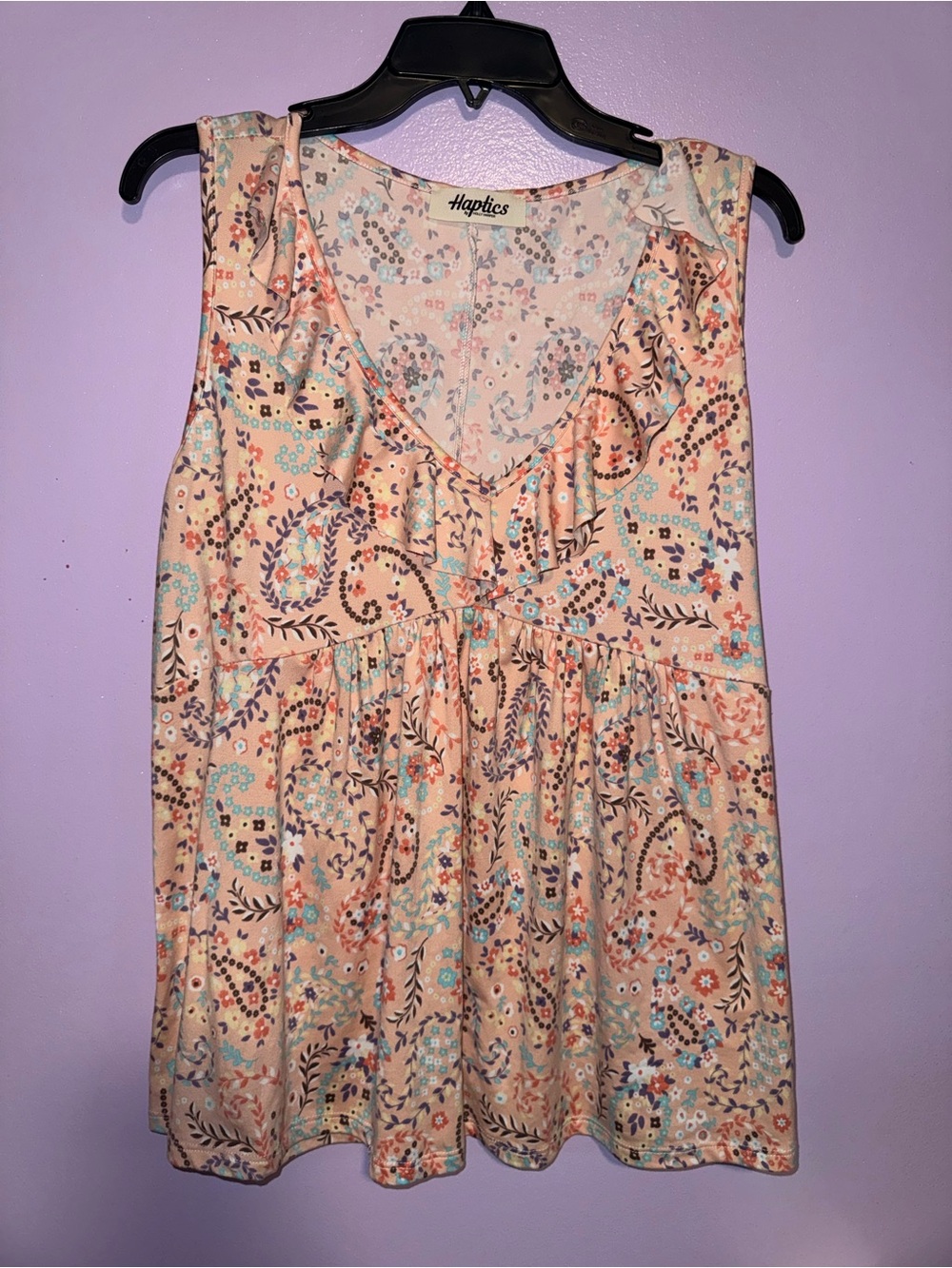 Harper Peach Floral Print Sleeveless Top
